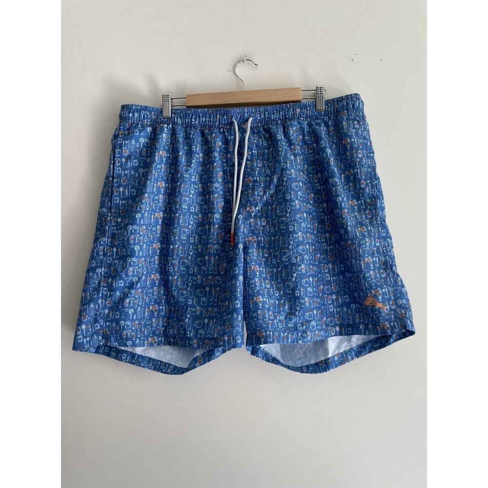 Tommy Bahama Naples Tropic Swim Trunks Men 1XLB Cocktail Tiki Tropical Blue